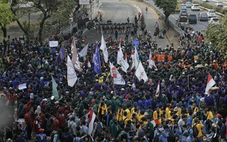 Ilustrasi aksi demonstrasi mahasiswa. 