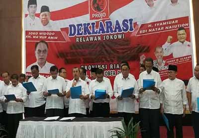 Tampak para kepala daerah di Riau hadir pada deklarasi Projo belum lama ini.