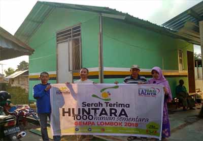 LAZNas Chevron menyerahkan 5 unit Huntara ke korban gempa Lombok.