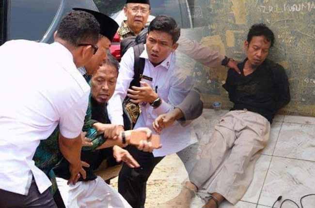 Kolase insiden penusukan Wiranto dengan tersangka pelaku Syahrial Alamsyah alias Abu Rara.