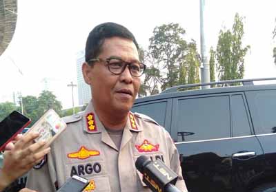 Kabid Humas Polda Metro Jaya, Komisaris Besar Argo Yuwono di Stadion Utama Gelora Bung Karno, Jakarta Pusat, Rabu (10/7/2019).