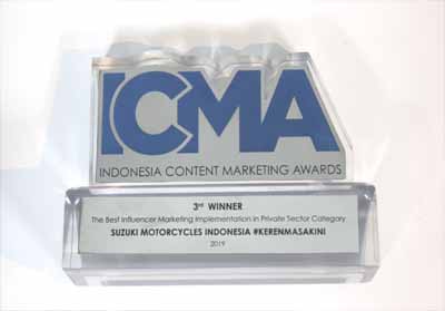 Suzuki Raih 3rd Best Influencer Marketing di ICMA 2019.