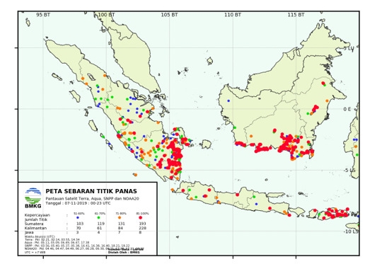 Sebaran Hotspot di Riau hari ini.