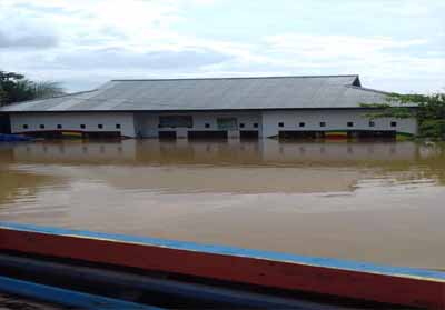 Kondisi banjir di Desa Inuman Kabupaten Kuansing.