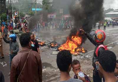 Ilustrasi kerusuhan di Wamena Papua.
