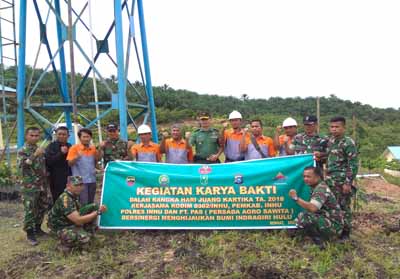 Kodim 0302/Inhu melaksanakan kegiatan Karya Bakti penanaman pohon di PT PAS