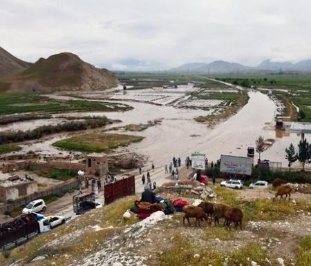 Kondisi wilayah di Afghanistan akibat banjir bandang.