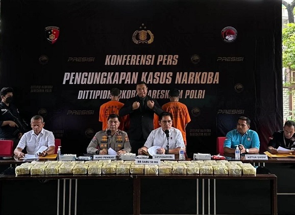 Polri melalui Direktorat Tindak Pidana Narkoba (Dittipidnarkoba) Bareksrim menggagalkan peredaran narkoba jenis sabu seberat 50 kilogram (kg) dari Malaysia sejak Februari 2023.