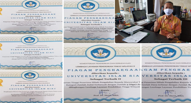 Rektor UIR Prof Syafrinaldi dan penghargaan akademik dalam tahun 2020.