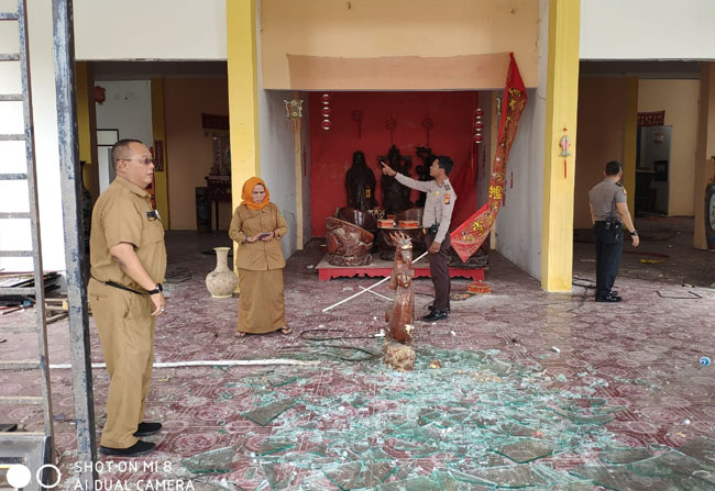 Tampak kerusakan pada Museum Tionghoa milik Pemkab Rokan Hilir (Rohil) yang berlokasi di Jalan Kecamatan Batu 6.