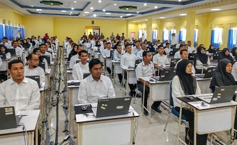 Seleksi Kompetensi Dasar (SKD) Calon Pegawai Negeri Sipil (CPNS) di lingkungan Pemprov Riau, Senin (23/3/2020).