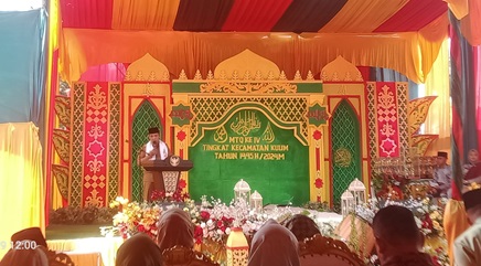 Pj Walikota Pekanbaru, Muflihun ingatkan aturan kampanye saat acara pembukaan MTQ IV tingkat Kecamatan Kulim (foto/Mg2)