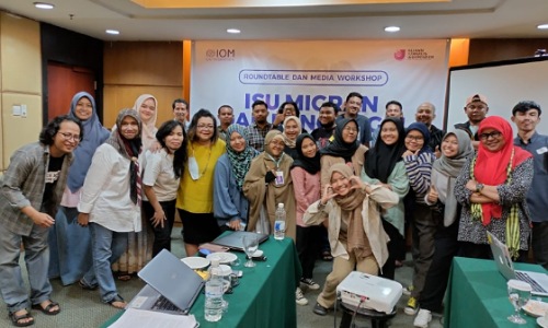 Para peserta Workshop Meliput Isu Migran dan Pengungsi AJI Pekanbaru dan IOM.(foto: istimewa)