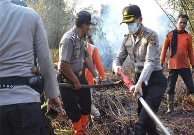    Kapolres Inhu bersama tim dari Kepolisian, TNI, Manggala Agni dan Kantor Penanggulangan Bencana Daerah (KPBD) Inhu serta masyarakat terus berupaya melakukan pemadaman. 