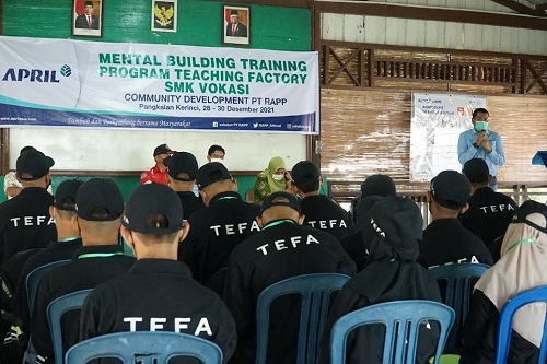 Mental Building Training Program Teaching Factory SMK Vokasi diselenggarakan Community Development PT Riau Andalan Pulp and Paper (RAPP) mulai dari 28 hingga 30 Desember 2021.
