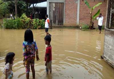 Banjir di Kecamatan Rambah Samo, Rohul.
