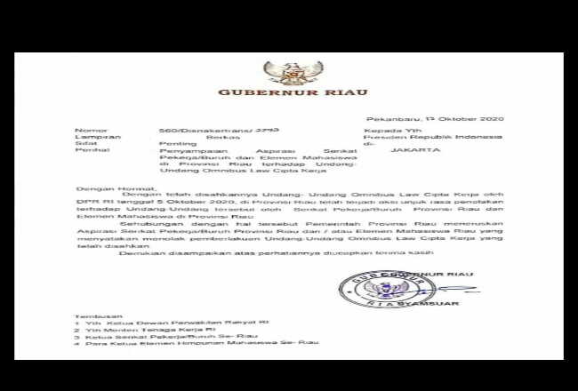 SP Gubri tentang penolakan Omnibus Law UU Cipta Kerja. 
