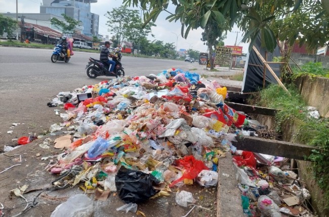 Tumpukan sampah di Pekanbaru sejak awal tahun 2024 (foto/int)