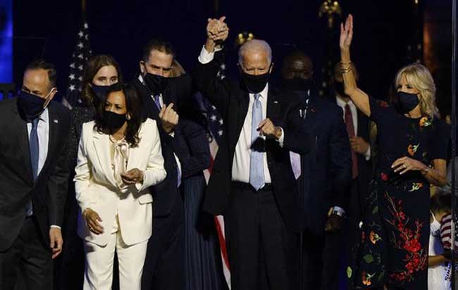 Joe Biden-Kamala Harris Rayakan Kemenangan Pilpres AS 2020. FOTO: REUTERS.