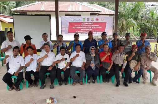  LSM PERAN bekerjasama dengan BPBD, DLH, POLRI, TNI, Disbun Inhil, dan perusahaan laksanakan sosialisasi desa bebas api