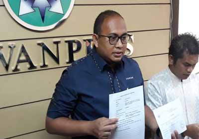 Juru Bicara Badan Pemenangan Nasional Prabowo Subianto-Sandiaga Uno, Andre Rosiade kembali mengadukan Metro TV ke Dewan Pers.	