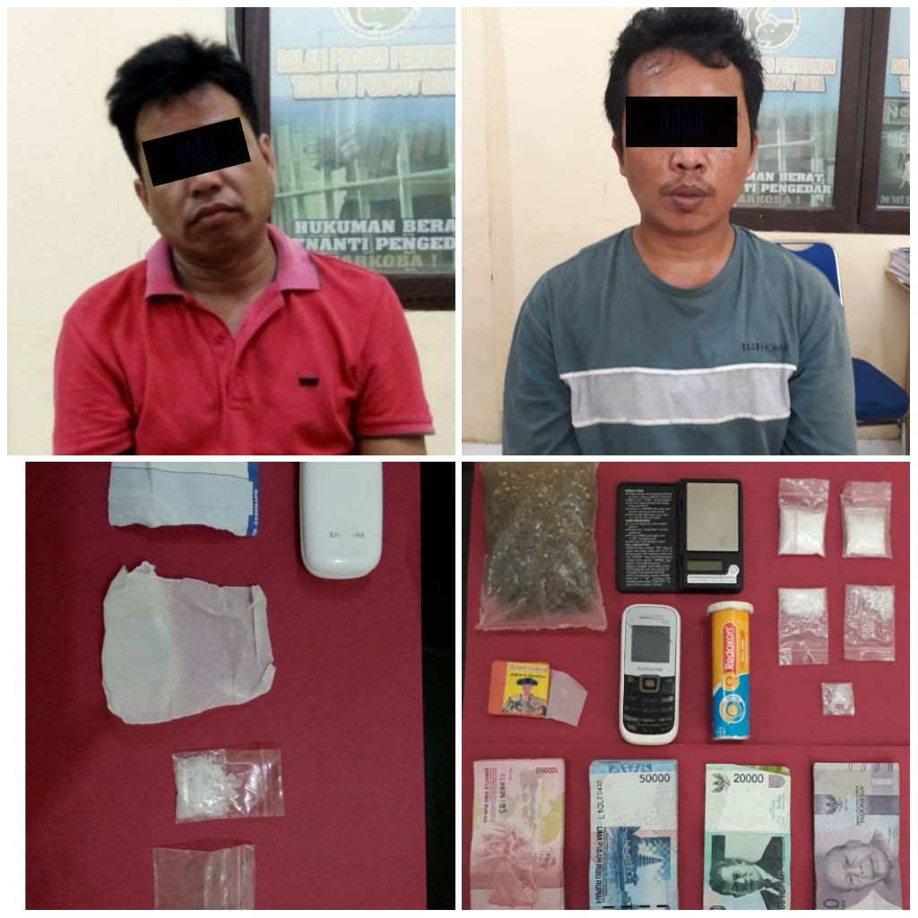 Dua pengedar Narkoba di Ujung Batu yang diringkus Polisi, bersama barang bukti diamankan di Mapolres Rohul.