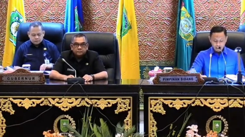 Pimpinan sidang, Wakil Ketua DPRD Riau Agung Nugroho mengumumkan Edy Natar jadi Plt Gubri (foto/rinai)
