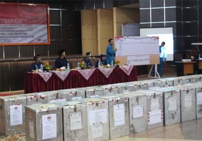 Rekapitulasi hasil penghitungan suara pemilihan Gubernur dan Wakil Gubernur serta Bupati dan Wakil Bupati Inhil.