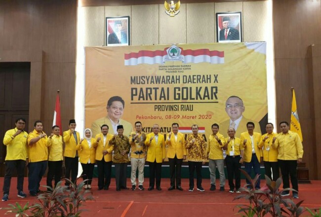 Musyawarah Daerah Partai Golkar Riau X di Hotel Aryaduta, Pekanbaru. Foto: Antara