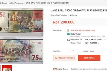 Uang Rp75.000 dijual online.