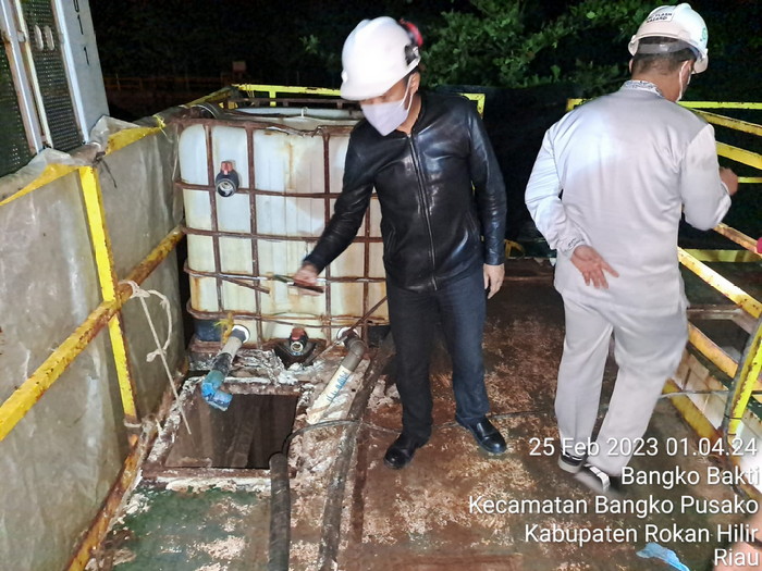 Tanki limbah di Blok Rokan, CMTF Balam Selatan, Kecamatan Bangko Pusako, Rohil tempat tewasnya tiga pekerja PT PPLI (foto/int)