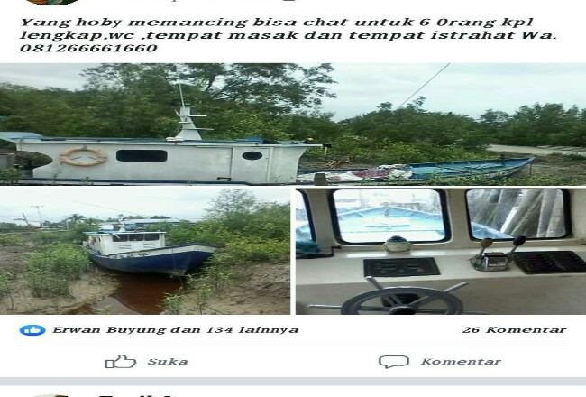 Screenshot di media sosial, dimana kapal Inka Mina disewa untuk keperluan memancing oleh oknum pengelola.