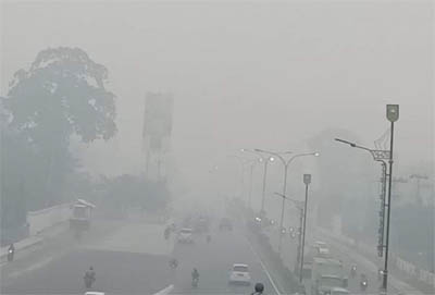 Kabut asap di Pekanbaru hari ini, Jumat (20/9/2019). 