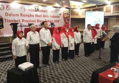 Seminar sehari dalam rangka hari Aids se-dunia tingkat Provinsi Riau Tahun 2018, di Hotel Pangeran, Senin (17/12/2018). 
