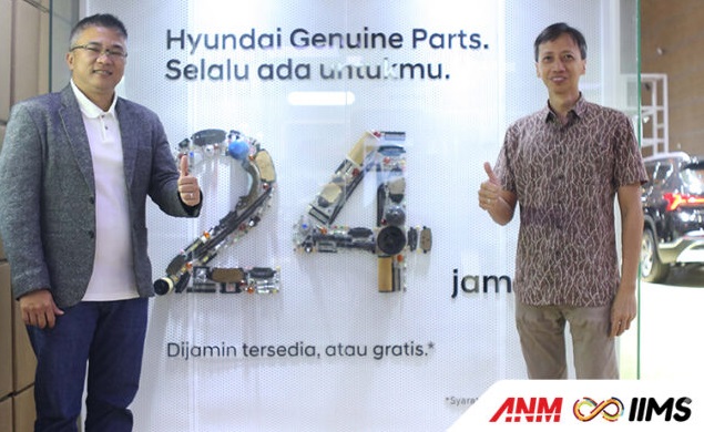 HMID meluncurkan program Hyundai Genuine Parts Availability 24 Hours Guarantee or Free pada perhelatan IIMS 2023 di JIExpo, Jakarta.