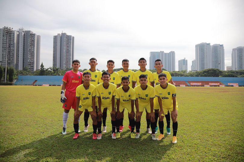 Tim Sepakbola Pelajar Riau di Pra-Popnas 2022 Jakarta.(foto: fajar/halloriau.com)