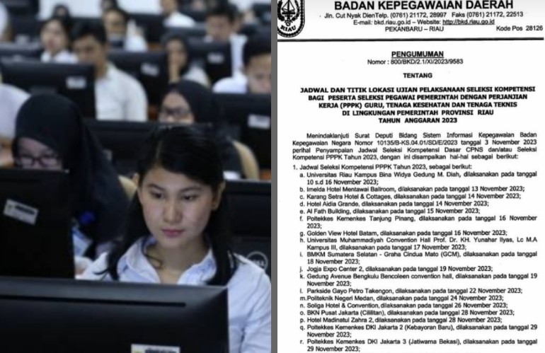 Jadwal dan lokasi ujian kompetensi PPPK Pemprov Riau sudah bisa diakses di web BKD Riau (foto/int)