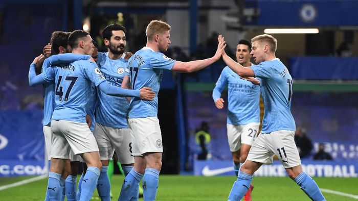 Manchester City berhasil meraih tiga poin dalam lanjutan Liga Inggris usai mengalahkan Chelsea 3-1. (Foto: Getty Images/Pool)