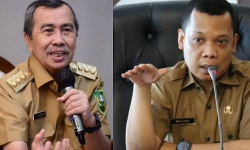 Gubernur Riau, Syamsuar dan Pj Walikota Pekanbaru, Muflihun.(foto: int)