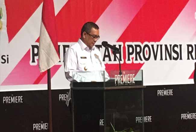 Wagubri Edy Natar Nasution saat memberikan kata sambutan.