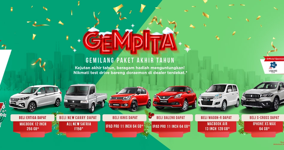 PT Suzuki Indomobil Sales (SIS) menawarkan program promosi GEMPITA (Gemilang Paket Akhir Tahun) 