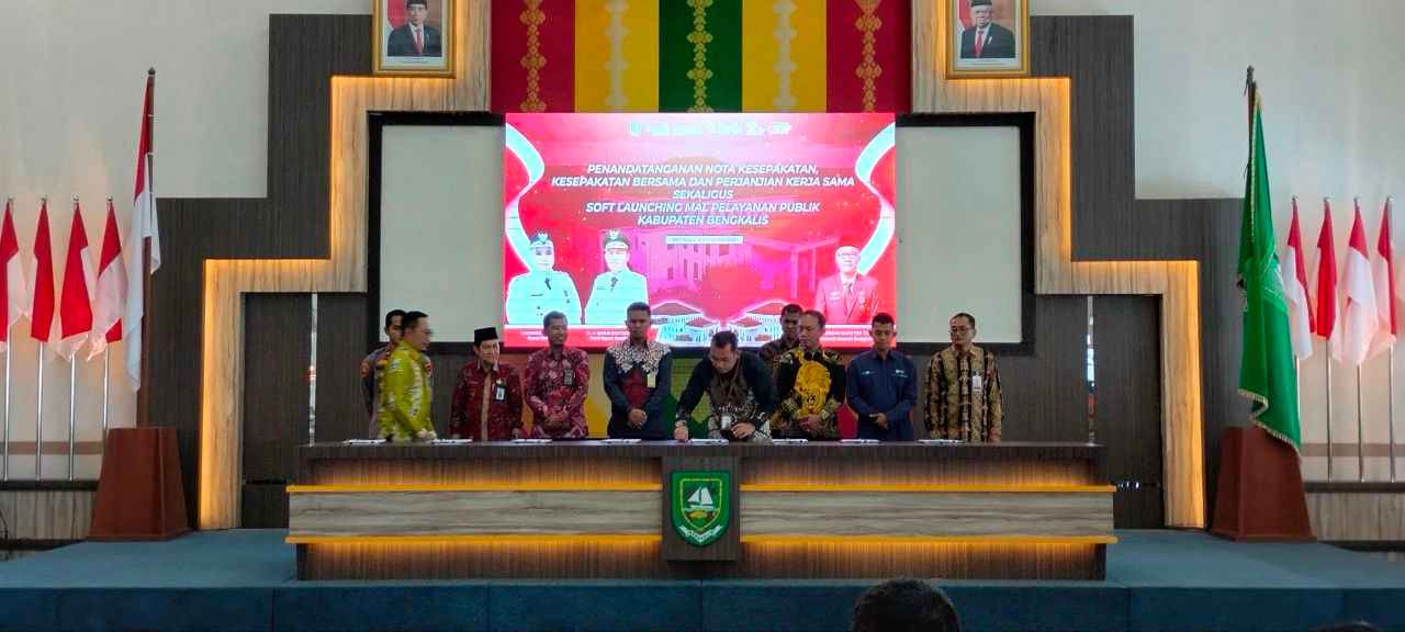Bupati Kabupaten Bengkalis, Kasmarni pada acara soft launching MPP Kabupaten Bengkalis (foto/bambang)