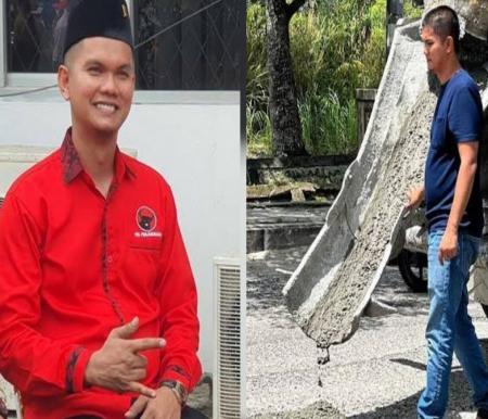 Caleg Bambang yang viral cor jalan rusak di Pekanbaru diprediksi gagal jadi anggota legislatif (foto/int)