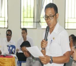   Kades Batang Duku, Sapri Syafii saat menyampaikan usulan kegiatan proritas dalam Musrenbang Kecamatan Bukit Batu 2020.