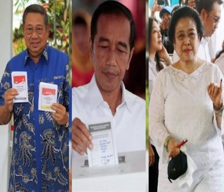 Ilustrasi TPS Jokowi, SBY, dan Megawati coblos surat suara Pemilu 2024 (foto/int)