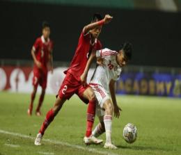 Garuda Asia saat melawan UEA di Stadion Pakansari dalam Kualifikasi Grup B Piala AFC U-17 2022.(foto: pssi)