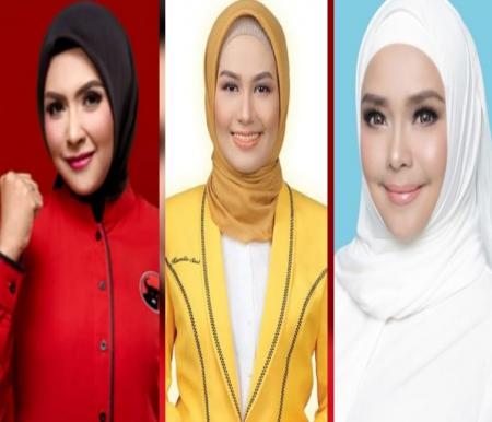 Caleg cantik DPR RI dari Riau, Dewi, Karmila Sari, dan Iyeth Bustami berhasil ke Senayan (foto/ist)