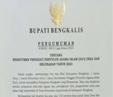 Pemkab Bengkalis rekrut lagi penyuluh dai desa dan kelurahan (foto/zulkarnain)