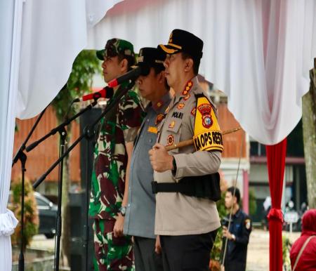 Apel Gelar Pasukan Satgas Linmas bersama Bhabinkamtibmas dan Babinsa se-Kota Pekanbaru (foto/ist)