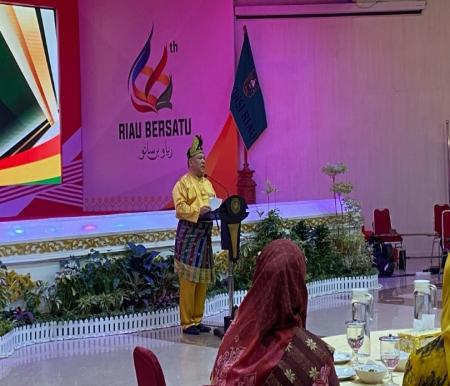 Pj Gubernur Riau, Sf Hariyanto ungkap pemutusan kontrak Hotel Aryaduta saat ramah tamah di Balai Serindit (foto/Mg1)